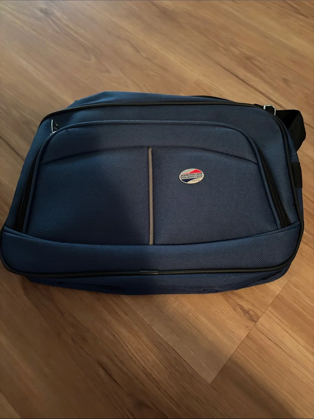 American Tourister Navy Blue and Gray Softside Carry-On